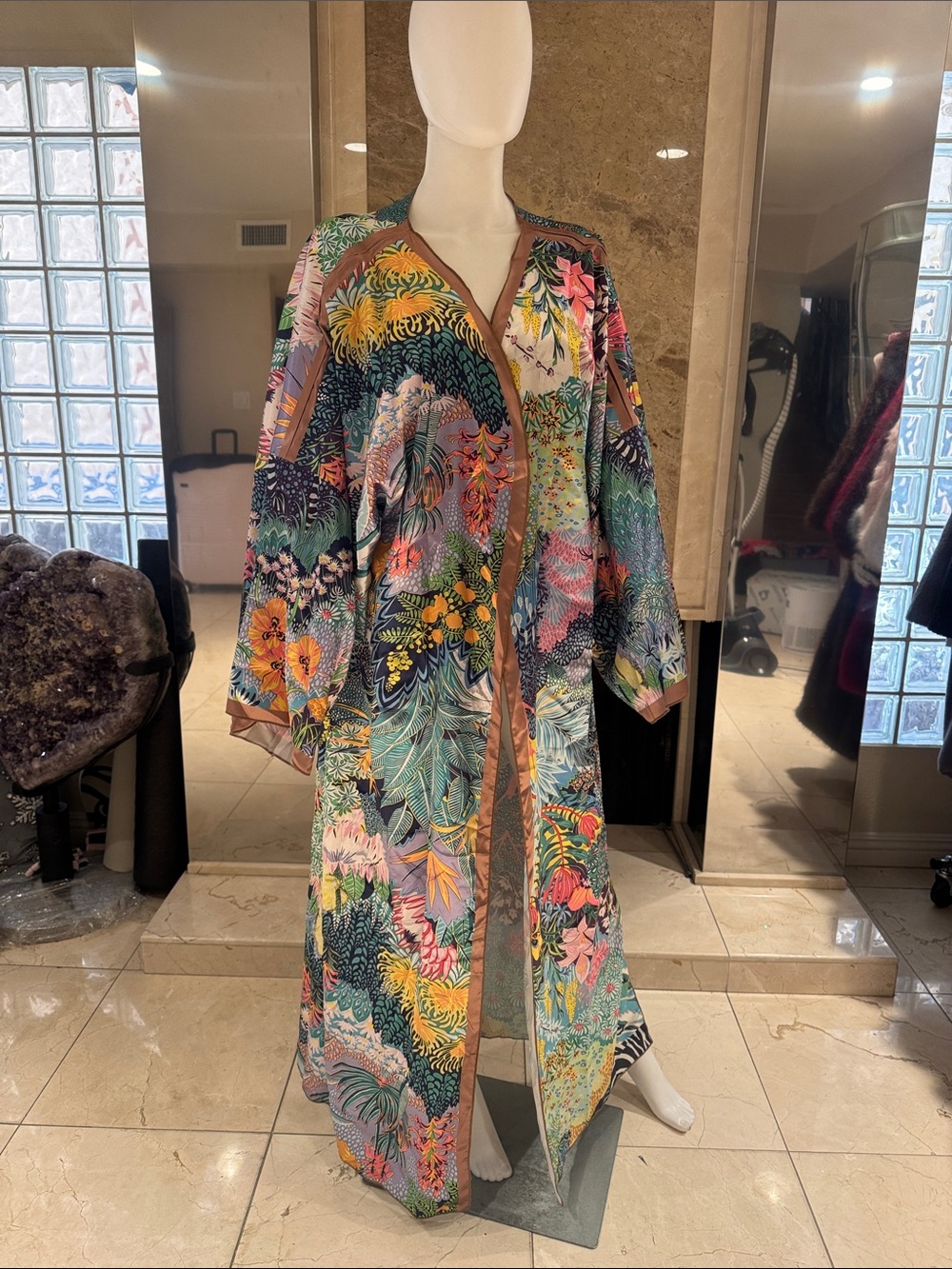 Satin Safari Print Zebra Kimono Robe